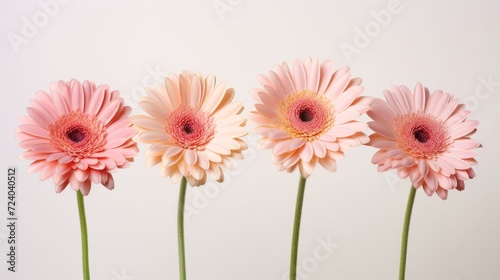 Colorful Gerbera daisies against a white background. Mother's day, Women's day, Spring theme.