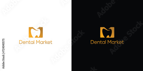 Unique and modern M Dental  logo design