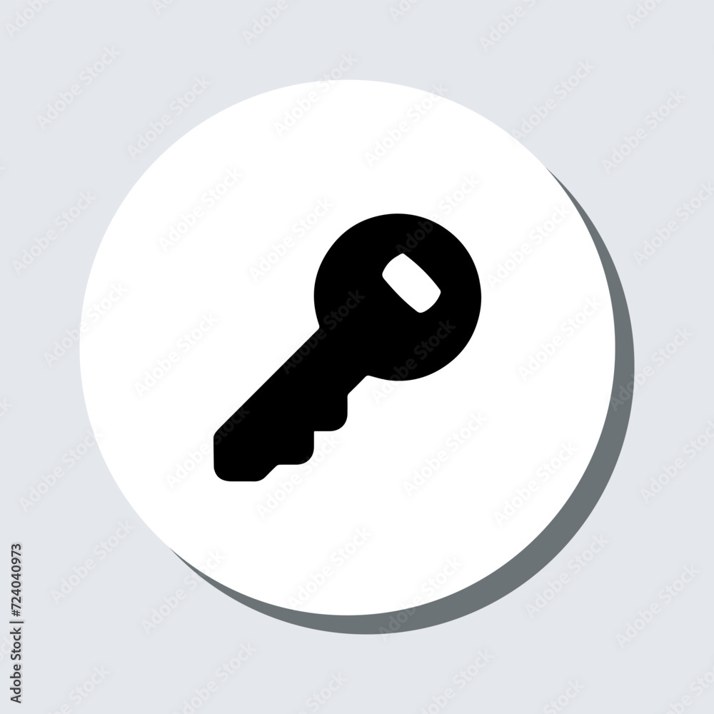 Key icon vector. Key sign symbol in trendy flat style. Key vector icon illustration in circle isolated on gray background Key icon vector. Key sign symbol in trendy flat style. Key vector icon illustration in circle isolated on gray background