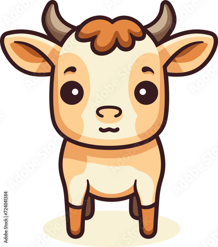 Vector Illustration of Dairy Cow Cow in Pasture Vector Scene