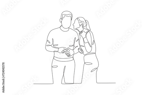 A woman gossips with her boyfriend