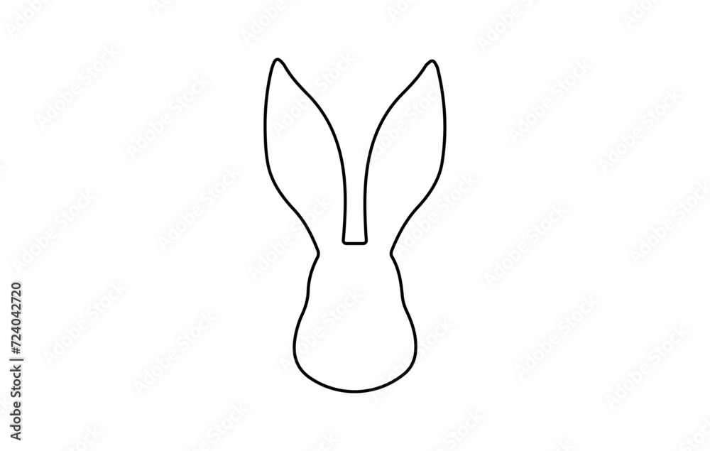 Rabbit head outline. Easter Bunny. Isolated on white background. A simple black icon of hare. Cute animal. Perfect for logo, emblem, pictogram, print, design element for greeting card, invitation Rabbit head outline. Easter Bunny. Isolated on white background. A simple black icon of hare. Cute animal. Perfect for logo, emblem, pictogram, print, design element for greeting card, invitation
