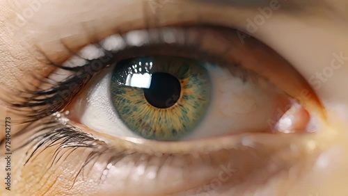 Human green eye close-up photo