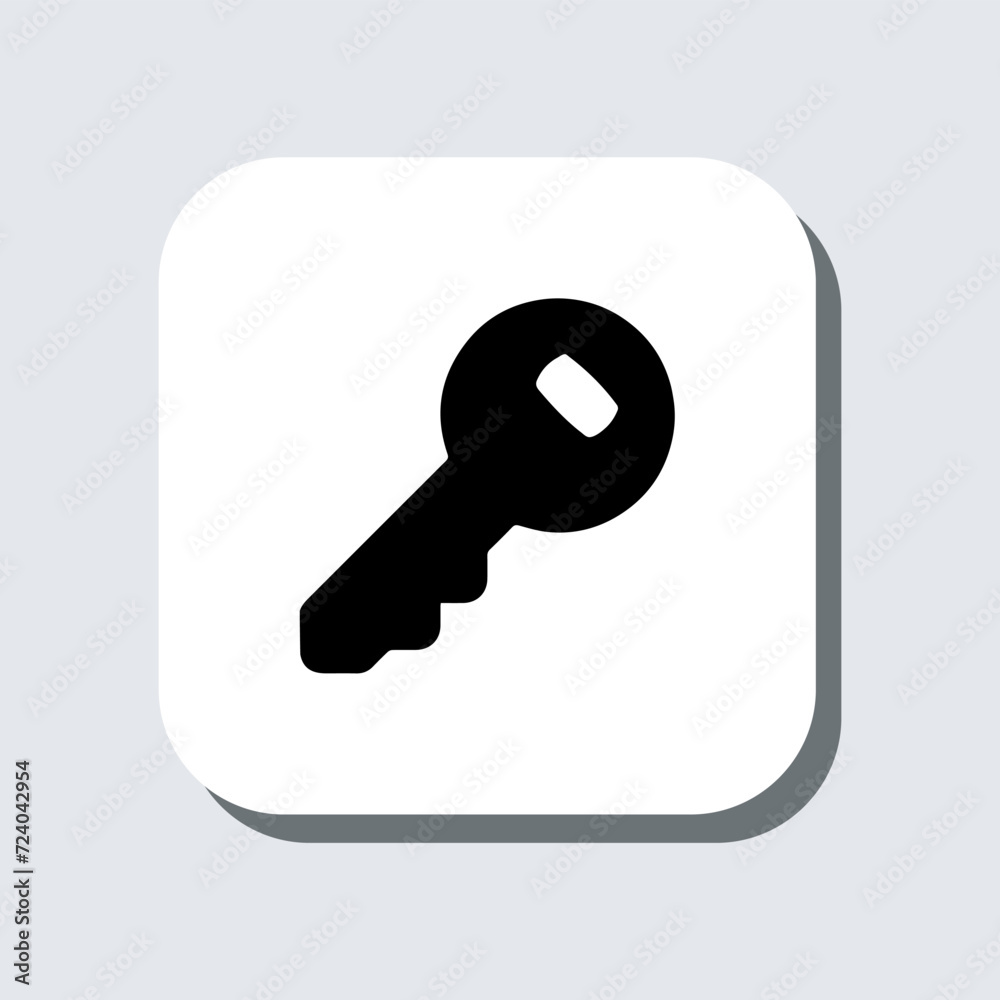 Key icon vector. Key sign symbol in trendy flat style. Key vector icon illustration in square isolated on gray background Key icon vector. Key sign symbol in trendy flat style. Key vector icon illustration in square isolated on gray background