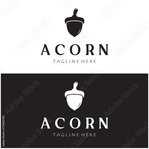 Simple Acorn logo design with leaves,oak leaves logo,isolated with vector illustration editing