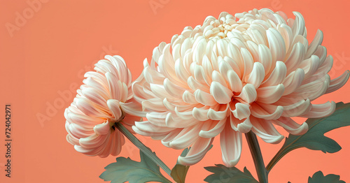 Pink chrysanthemum on a  yellow background.