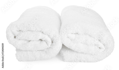Two rolled terry towels isolated on white
