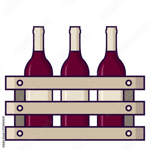 caisse avec trois bouteilles de vin rouge