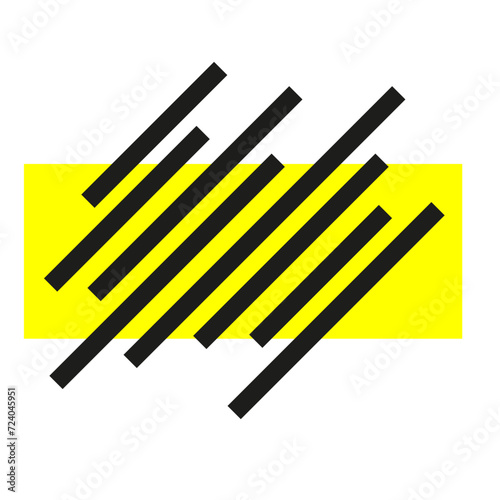 rectangle jaune et traits noirs style memphis