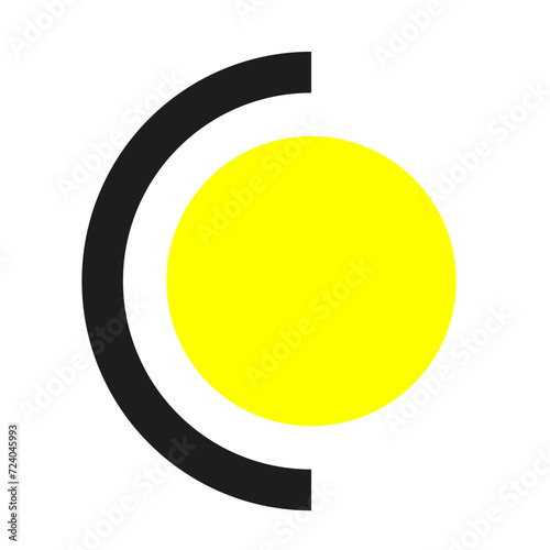 rond jaune et ligne noire style memphis