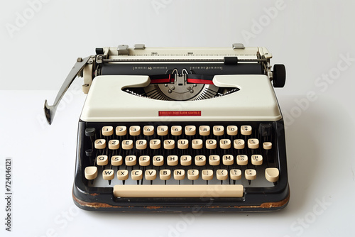 ancienne machine à écrire à rouleau sur fond blanc  photo
