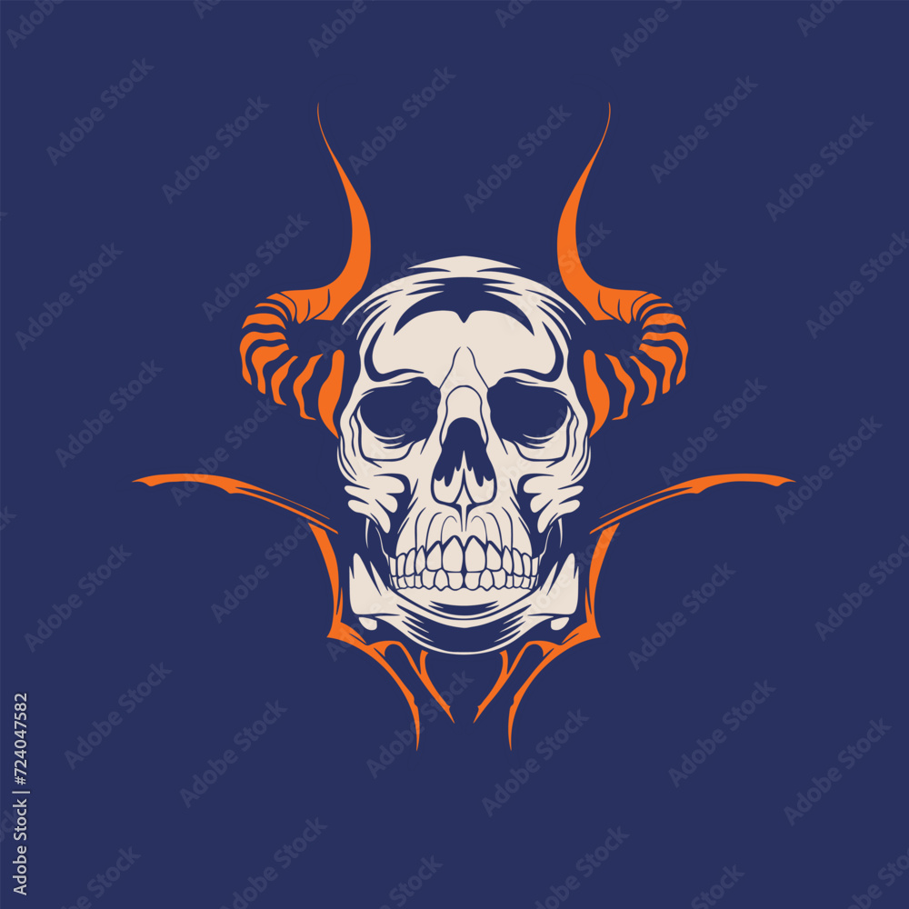 Human head skull surrounded by chains Human head skull surrounded by chains