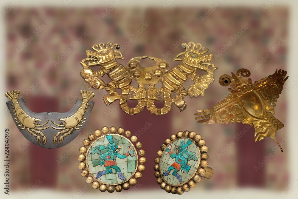 Beautiful gold objects of Inca craftsmanship Beautiful gold objects of Inca craftsmanship