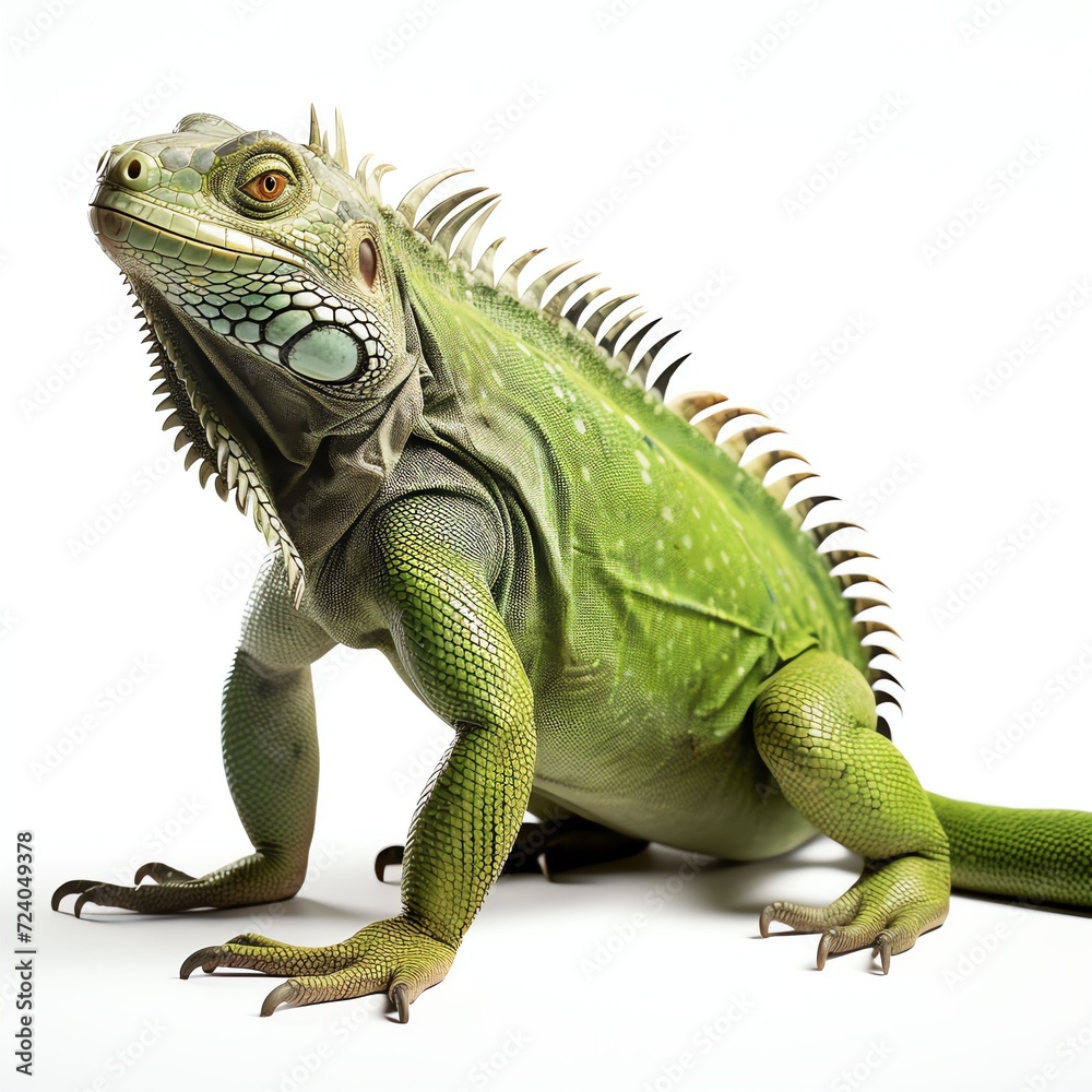 Fototapeta premium a iguana, studio light , isolated on white background