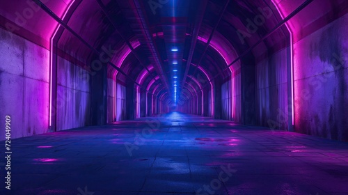 Grunge Sci-Fi corridor with neon lighting