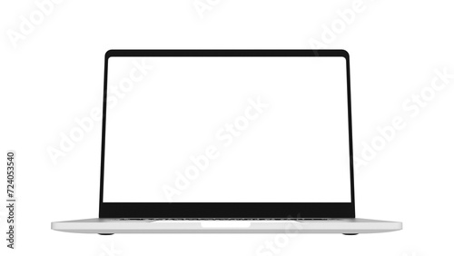 laptop computer notebook device with blank white screen display isolated 3d realistic render