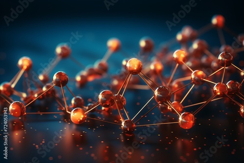 abstract biotechnology innovation: dynamic digital background with molecular structures and technological elements photo
