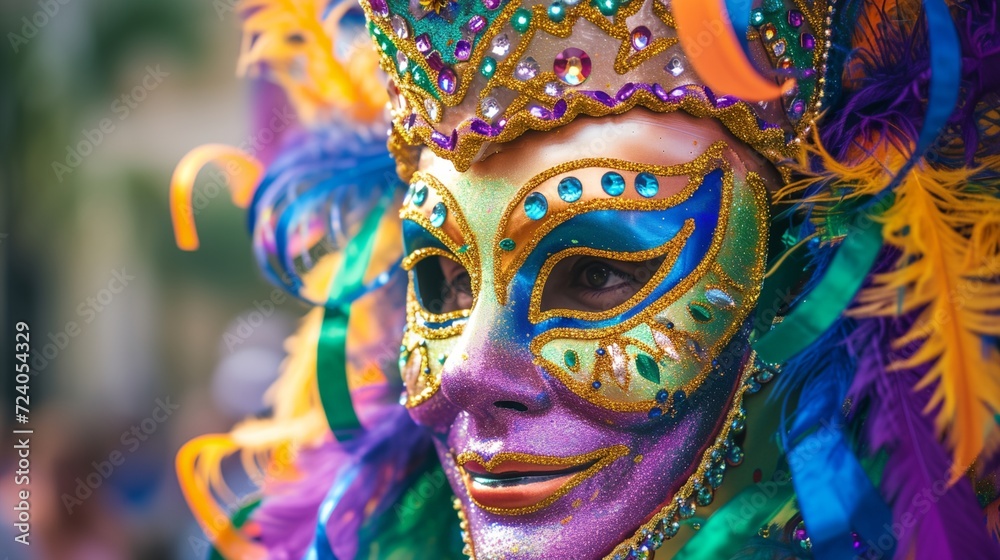 a colorful mask with feathers a colorful mask with feathers