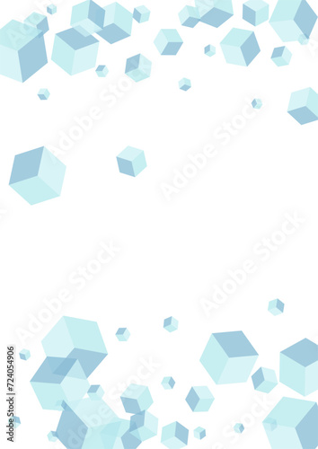 White Cube Background White Vector. Polygon Technology Illustration. Sky Blue Box Effect Card. Group Texture. Blue Web Square.