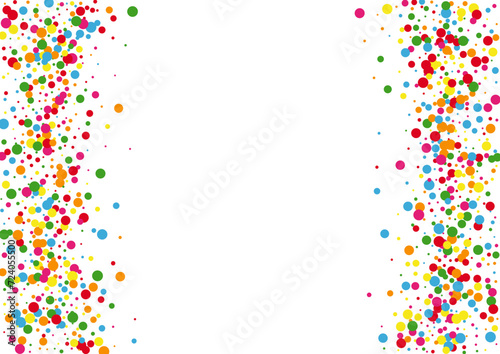 Bright Geometric Background White Vector. Element Holiday Design. Colorful Party. Rainbow Round Event. Confetti Fete Frame.