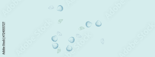 Blue Seashell Background Gray Vector. Snail Pretty Wallpaper. Cartoon Pattern. Sandstone Clam Abstract Texture.