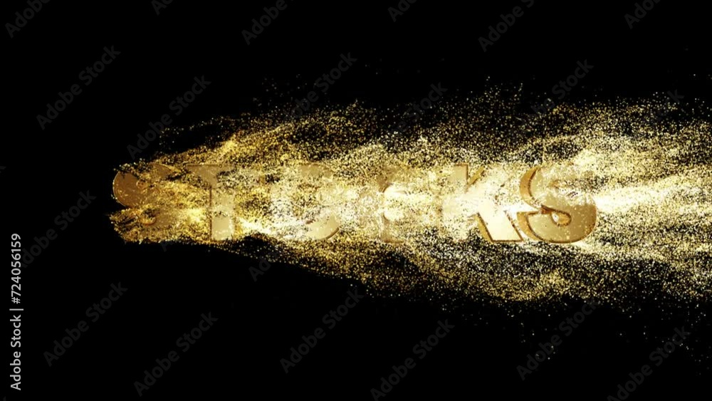 Vídeo do Stock: STOCKS realistic 3d gold text with particle dust effect ...