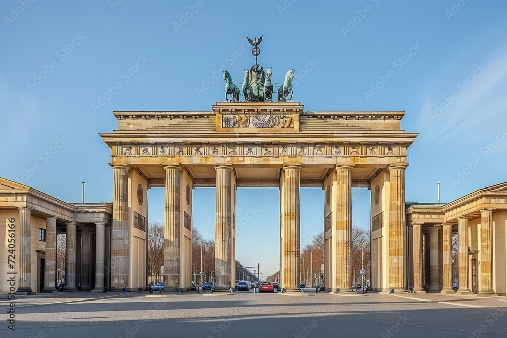 The Brandenburg Gate is a monumental building in the center of Berlin
