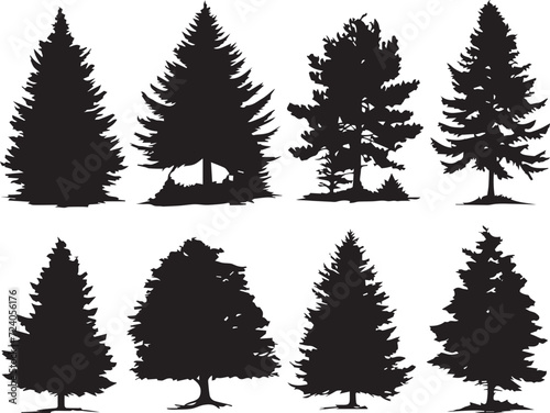 Set Trees. Hand drawn vector illustration	