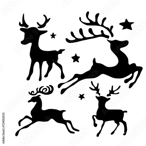 reindeer silhouette set of Christmas 