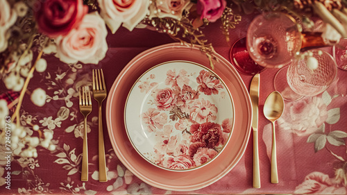 Valentines day tablescape and table decor  romantic table setting with flowers  formal dinner and date  beautiful cutlery and tableware