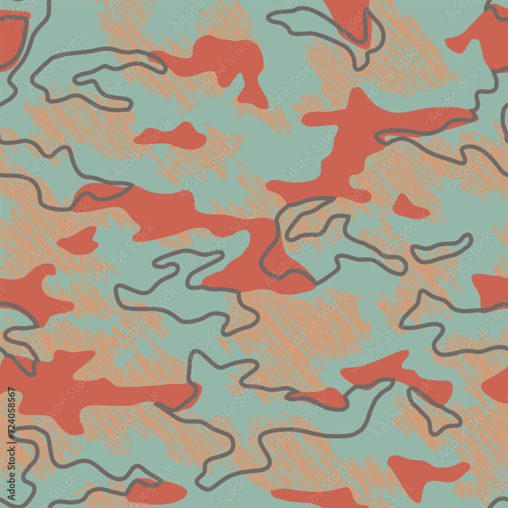 Abstract hand drawn scribble camouflage seamless pattern Abstract hand drawn scribble camouflage seamless pattern