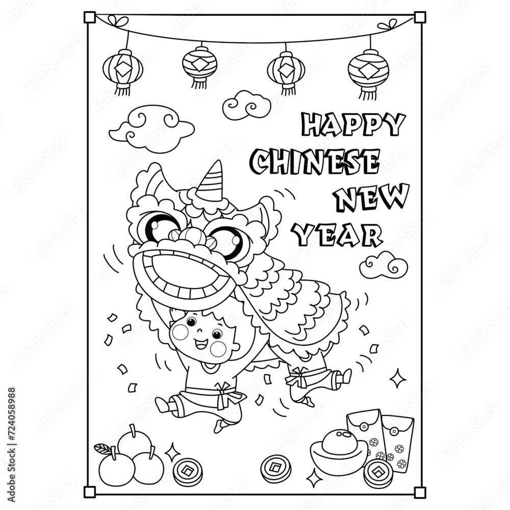 Fototapeta premium Chinese New Year Doodle Art.