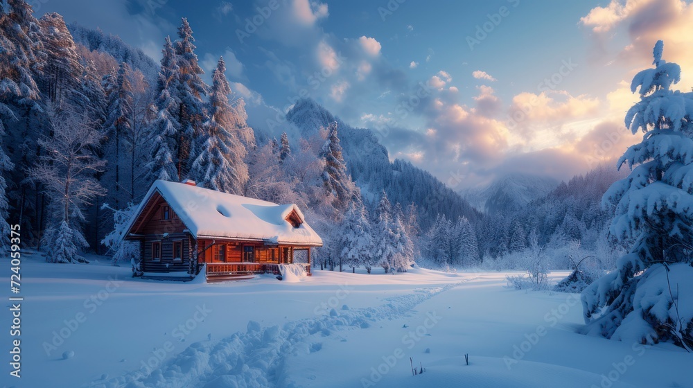 A Peaceful Cabin Retreat in a Breathtaking Wintery Wonderland