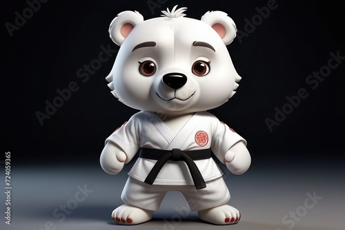Cartoon 3d white bear in taekwondo uniform.Educational posters for Kids and children's book Illustrations concept,merchandise such as t-shirts, hoodies, or water bottles concept.