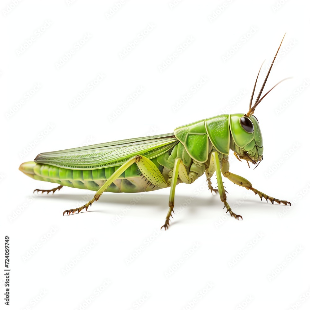 a grasshopper, studio light , isolated on white background a grasshopper, studio light , isolated on white background