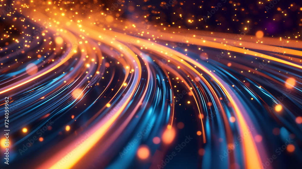 glowing data cable in motion capturing the dynamic transfer of information with streaks of light and energy glowing data cable in motion capturing the dynamic transfer of information with streaks of light and energy