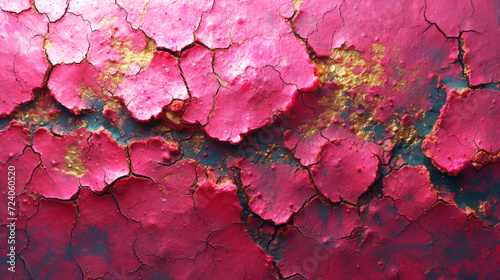 Vibrant Pink Textured Art Background. Vivid pink and gold abstract art, rich in texture and depth.
