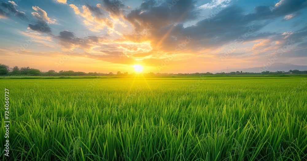 A Sunrise that Transforms Rice Fields into a Breathtaking Landscape