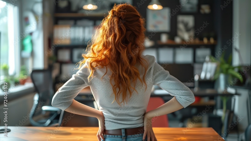 Back Pain at Work - A Young Woman's Endeavor to Overcome Discomfort in the Office Back Pain at Work - A Young Woman's Endeavor to Overcome Discomfort in the Office