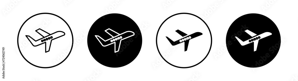 Departures flat line icon set. Departures Thin line illustration vector