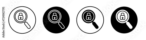 Security scan flat line icon set. Security scan Thin line illustration vector