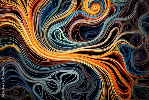 Artistic neurographic design with intertwined colorful patterns