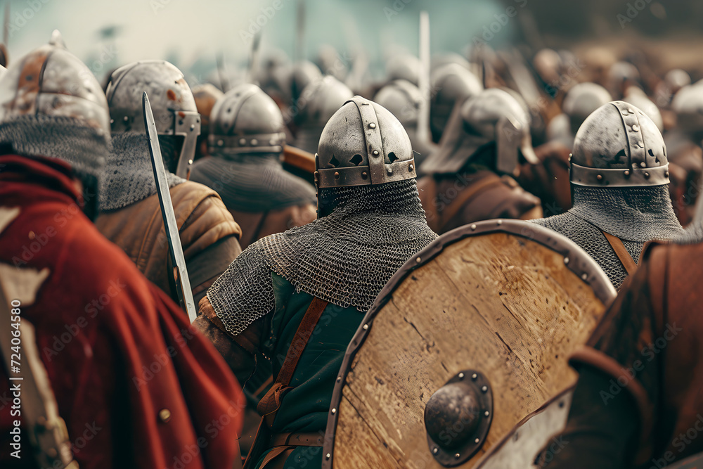Anglo Saxon soldiers fighting in battle	 - obrazy, fototapety, plakaty 