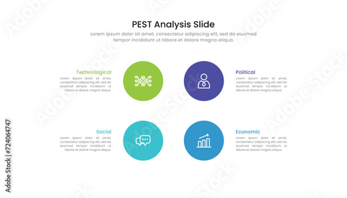 PEST analysis slide infographic with icons