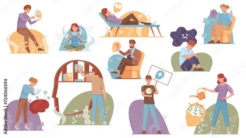 Naklejka premium Mental health characters in flat design