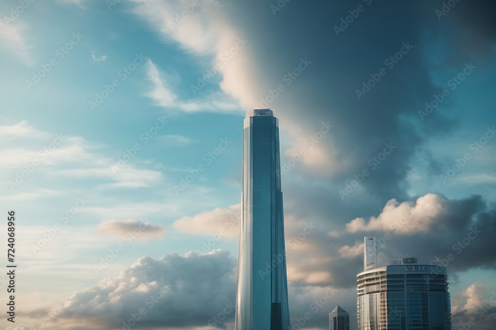 Obraz premium Skyscraper and cloud for background design