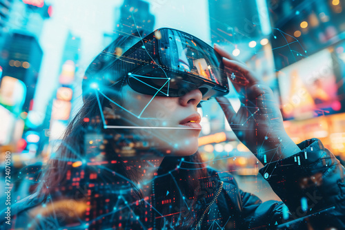 Wallpaper Mural a person using augmented reality glasses in a cityscape Torontodigital.ca