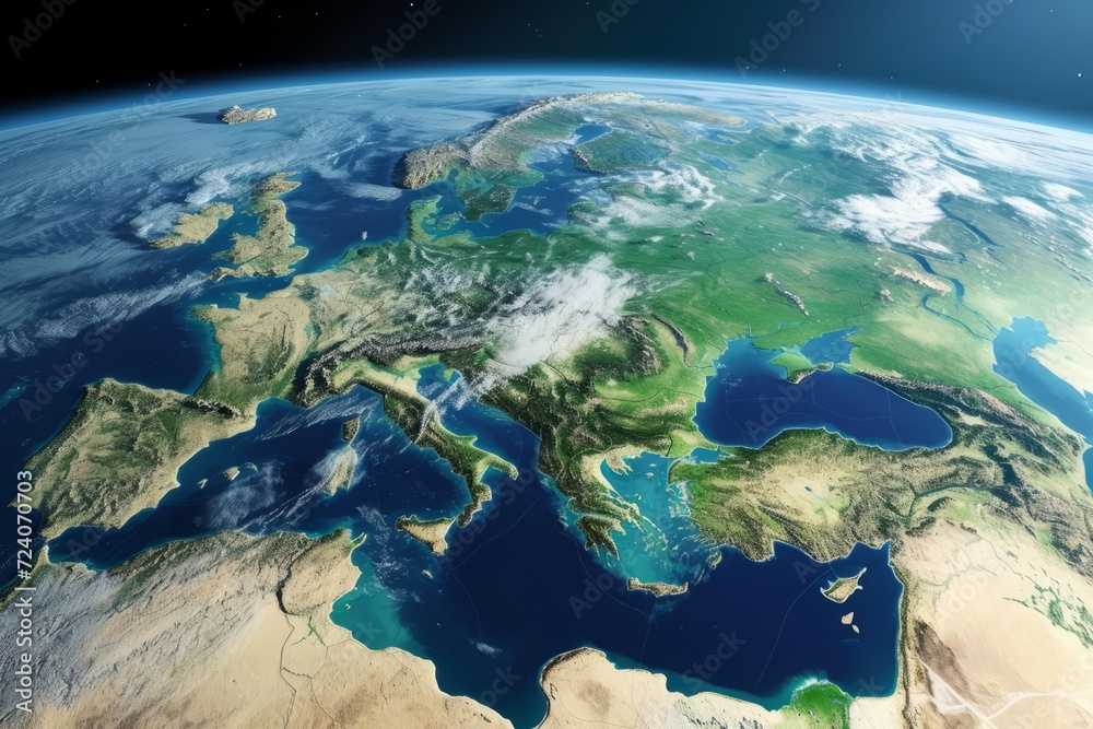 Satellite image of Europe and North Africa