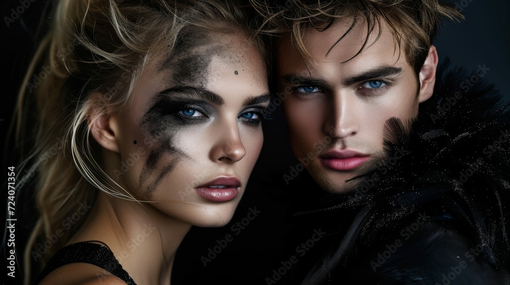 black make-up visuals male and female model blonde black make-up visuals male and female model blonde