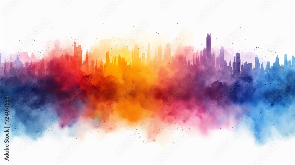 Fototapeta premium Gradient watercolor cityscape skyline